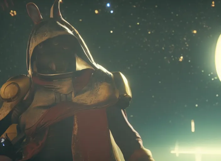 Image similar to ham chungus in a Destiny 2 cutscene, 35mm photography, highly detailed, cinematic lighting, 4k, liminal, sharp focus