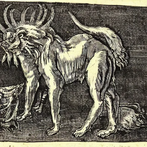 Image similar to the beast of the back, 17th century woodcut