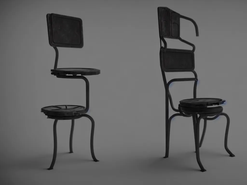 Image similar to film still of a chair in a marvel movie, science fiction industrial hard science concept art, 8K render octane high definition cgsociety, photorealistic, unreal engine 5