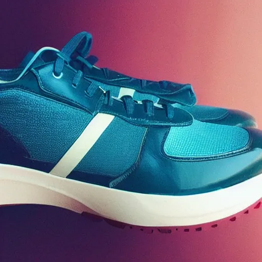 Prompt: Retro Futuristic Sneakers in the color of Instagram