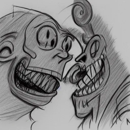 Prompt: laughing milt kahl pencil sketch lovecraftian zombie horror loomis