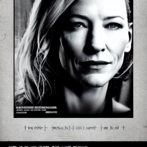 Prompt: wanted outlaw poster of cate blanchett,