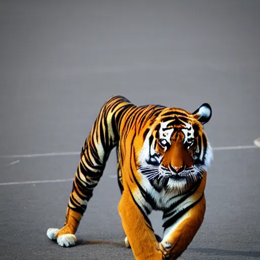 Image similar to a tiger ballerina, award winning photograph, ESPN, Olympics, 60mm