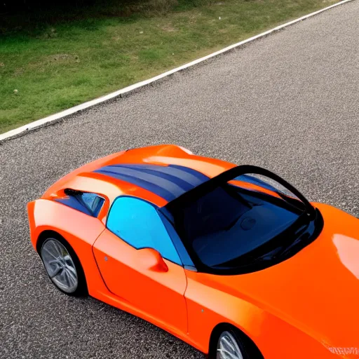 Image similar to orange and blue styled sportscar