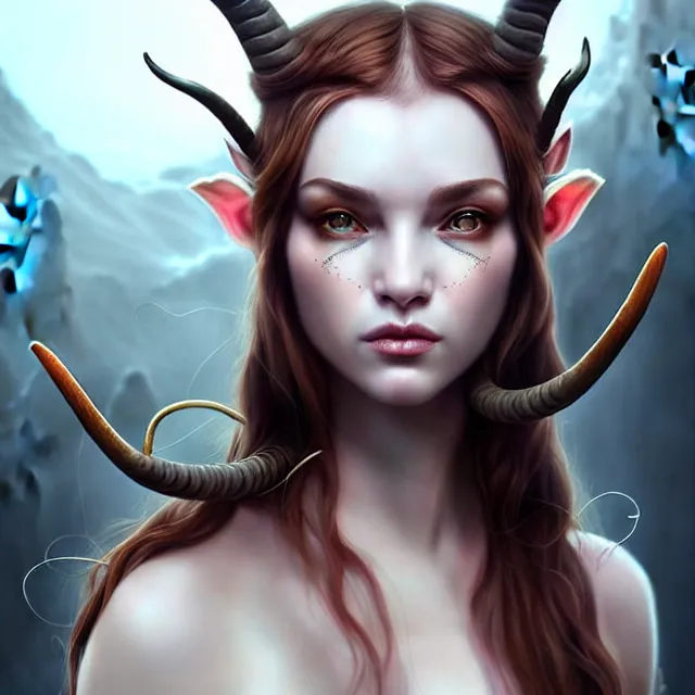 Prompt: epic professional digital portrait art of faun 👩‍💼😉,best on artstation, cgsociety, wlop, Behance, pixiv, astonishing, impressive, outstanding, epic, cinematic, stunning, gorgeous, concept artwork, much detail, much wow, masterpiece.