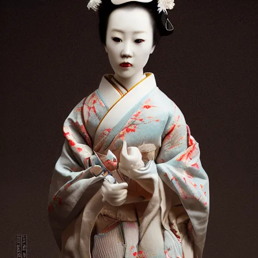 Prompt: portrait of a geisha porcelain doll kintsugi, fractal, intricate, elegant, highly detailed, digital photography, subsurface scattering, by jheronimus bosch and james jean and greg rutkowski,