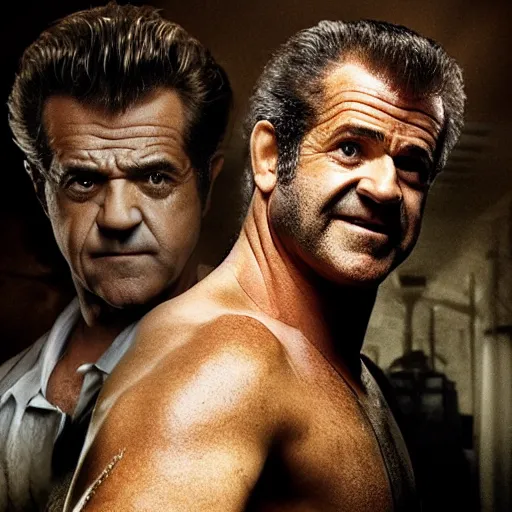 Prompt: [Mel Gibson as the guy from Drive, movie poster]