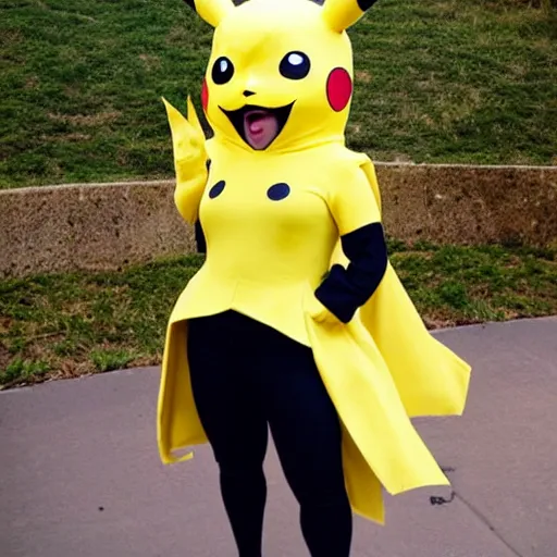 Prompt: emma watson cosplay of pikachu, yellow, hot, thunder, gorgeous