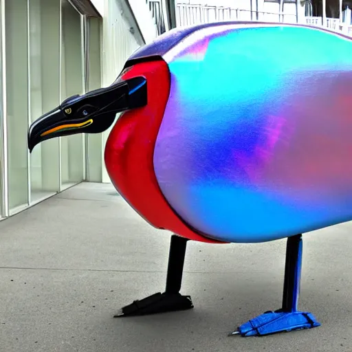 Image similar to giant iridescent robot seagull