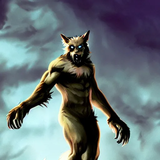 Image similar to werewolf, dramatic pose, award - winning videogame promotional art