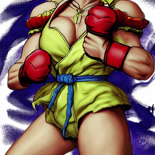 Prompt: Street Fighter\'s Cammy as drawn by Hiroaki Hashimoto