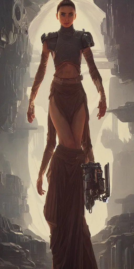 Prompt: portrait of Riley Reid as a character in star Wars movie, looking at camera, intricate, dystopian, sci-fi, extremely detailed, octane render, digital painting, concept art, smooth, sharp focus, illustration, incredible art by artgerm and greg rutkowski and alphonse mucha and simon stalenhag