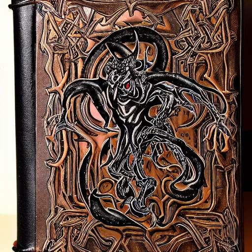 Prompt: a demon book bound by chains