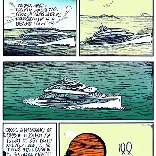 Image similar to comic of a yacht by bill waterson