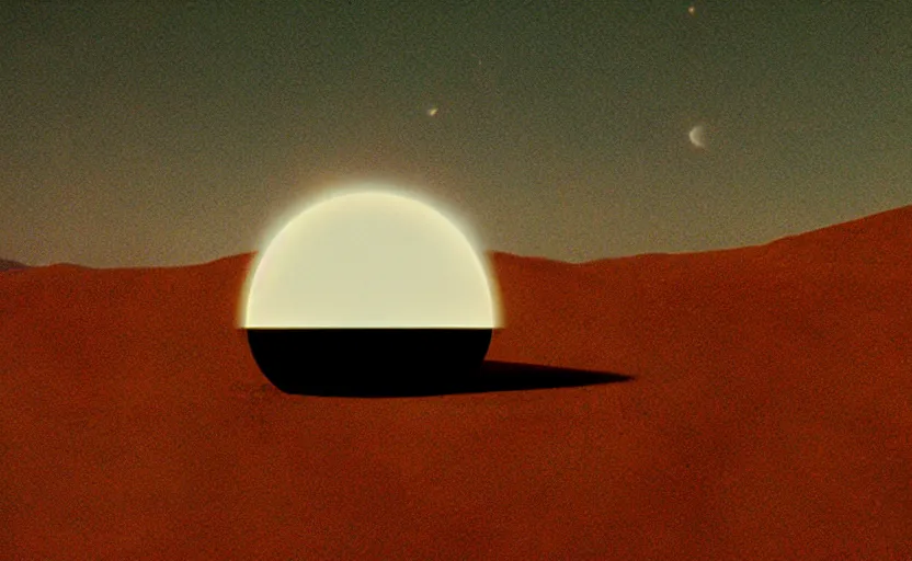 Prompt: levitating bene gesserit with white flowers and golden mask inside a thick black smoke in rocky desert landscape, solar eclipse in the sky, burning earth by gaspar noe and christopher doyle, anamorphic lens, anamorphic lens flares, kodakchrome, cinematic composition, practical effects, award winning photo, 8 k