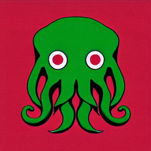 Image similar to a cute cthulhu icon drawn in the style of rockwell kent