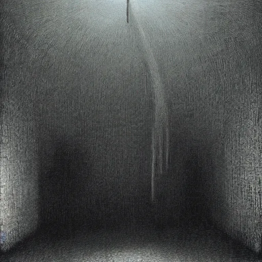 Prompt: Chapel. Vacant. Eerie. Unsettling. Zdzisaw Beksinski