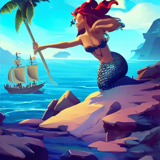 Image similar to painting mermaid treasure on sea of thieves game avatar hero smooth face median photoshop filter cutout vector, behance hd by jesper ejsing, by rhads, makoto shinkai and lois van baarle, ilya kuvshinov, rossdraws global illumination