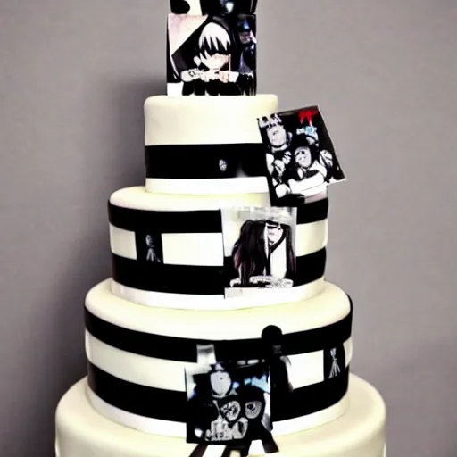 Image similar to an emo themed wedding cake