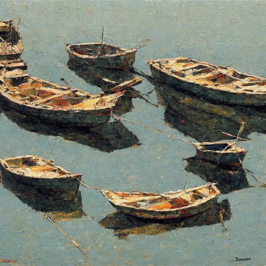 Image similar to boat, painting by denis sarazhin