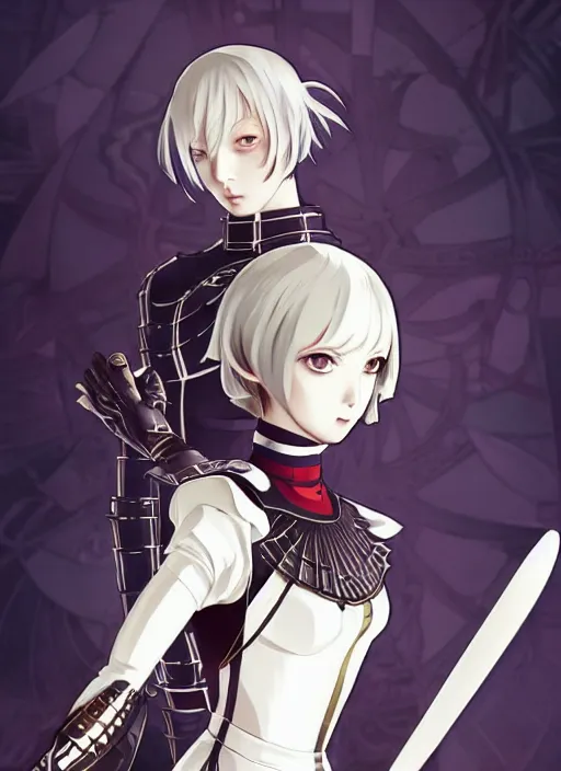 Prompt: ilya kuvshinov anime reol in ornate armor, last exile, murata range, fine detail, perfect anime face, dramatic lighting, dynamic composition, yoshitoshi abe, art deco, cel shading, vivid, rich texture, yoshinari yoh, alphonse mucha, ( ( ( colorful ) ) ),