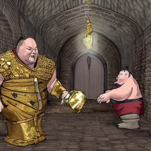 Image similar to ornstein and smough in the backrooms