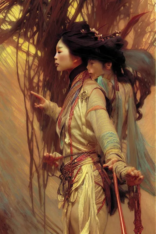 Image similar to wuxia, painting by gaston bussiere, craig mullins, greg rutkowski, alphonse mucha