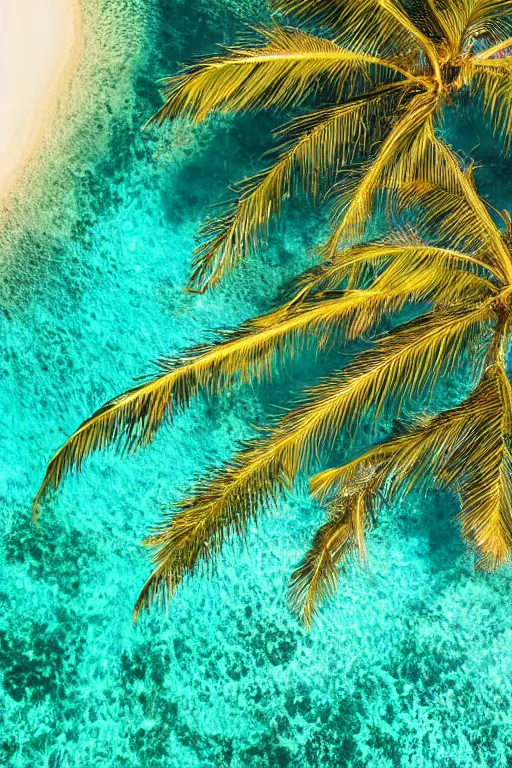 Image similar to photograph of palm leaning over crystal clear water