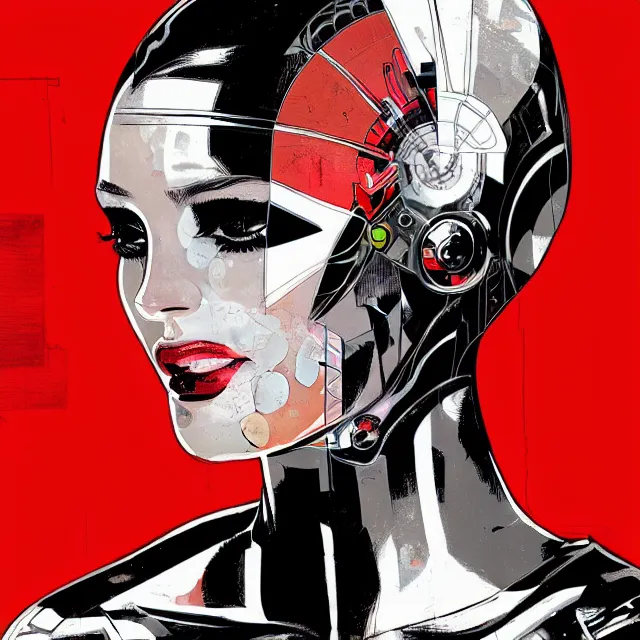 Image similar to portrait of a female android, by MARVEL comics and Sandra Chevrier, 8k