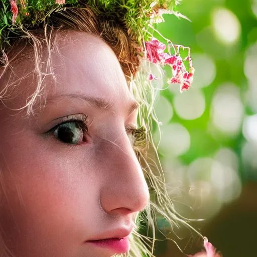 Image similar to beautiful extreme closeup frontpage photo of frontiers in herbal anthropomorphosis fashion magazine portrait of person, highly detailed, focus on face, soft lighting