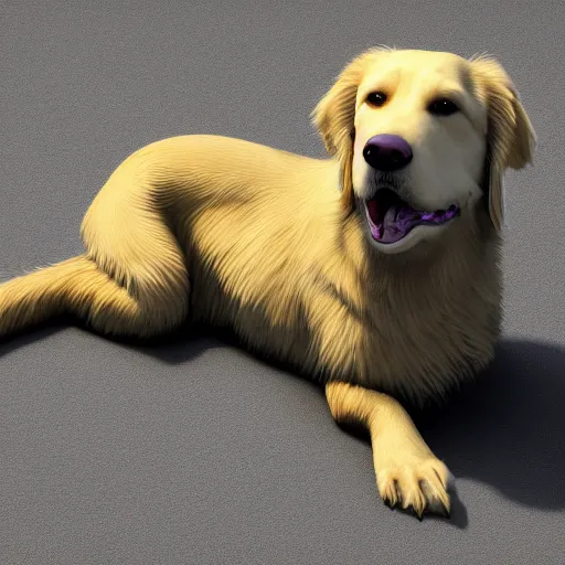 Prompt: A mix of a golden retriever and a bearded dragon, highly detailed, 8k, Unreal Engine render