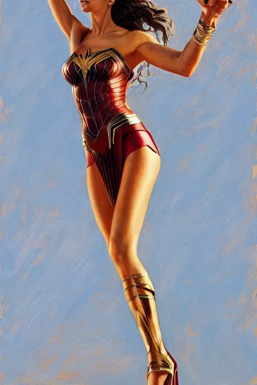 Image similar to full body portrait of gal gadot in the style of steve hanks, 4 k, detailed, 1 / 3 headroom, rule of thirds