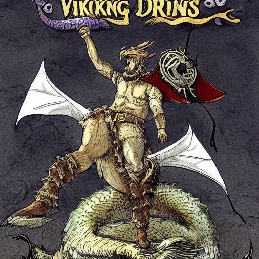 Prompt: viking riding dragons flies holding donald trump's severed head