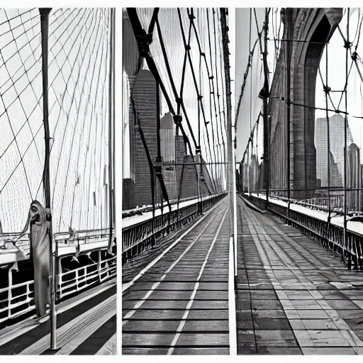 Prompt: photo of giant lizard on the Brooklyn Bridge, 50mm, beautiful photo