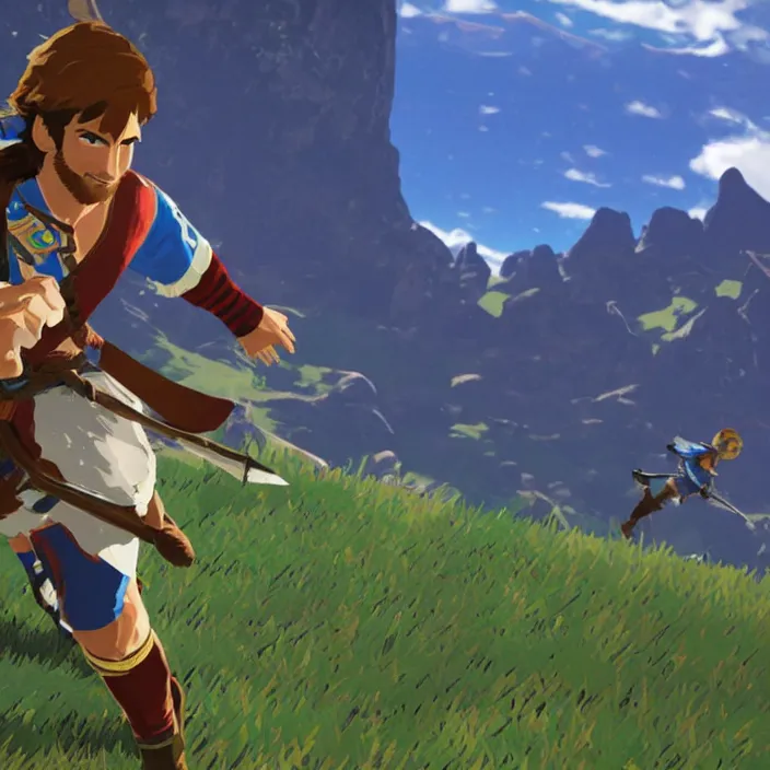 Prompt: Lionel Messi in The Legend of Zelda Breath of the Wild, detailed screenshot