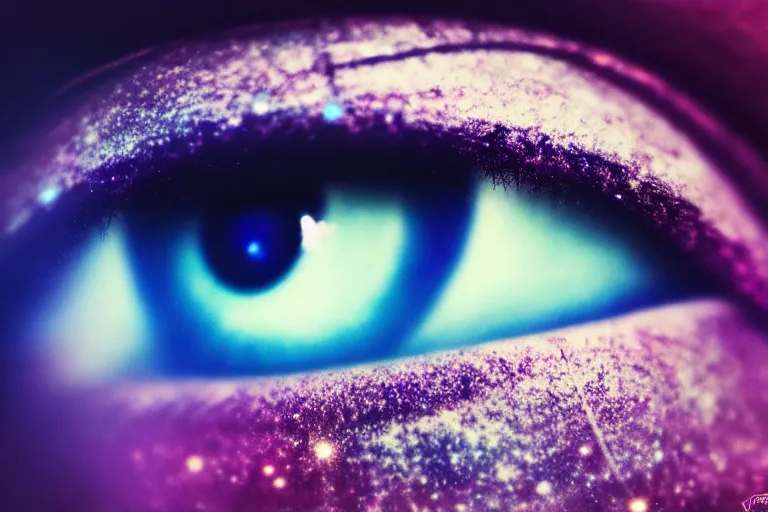 Image similar to a galaxy is inside of an eye, beautiful eye, eye, eye of a woman, realistic, ultra realistic, macro photo, beautiful, digital art, conceptual art, trending on artstation