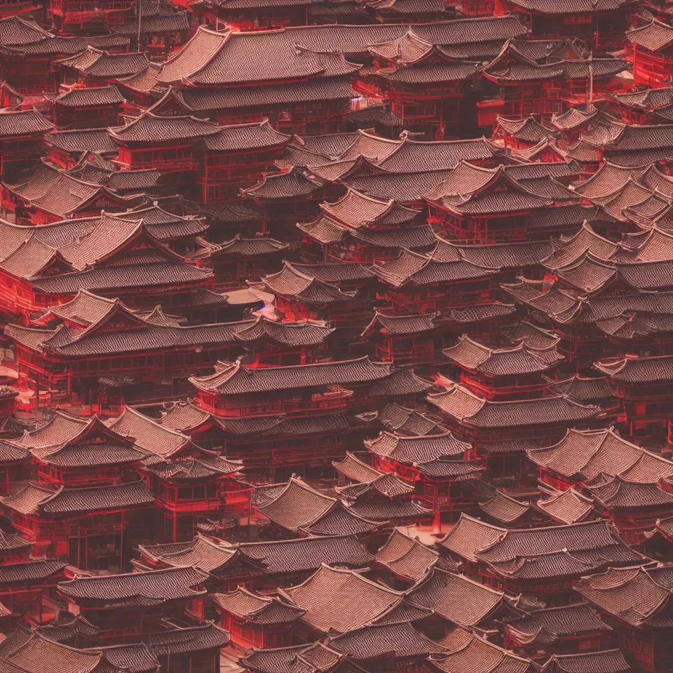 Prompt: A ancient Japanese architectural building with dark-red columns under the sea, 8k, very high detailed, cinematic, overhead shot, intricate