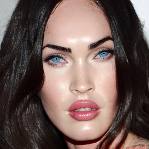 Image similar to megan fox, mouth open with tonsillitis, realistic, photorealistic, otorhinology, photo