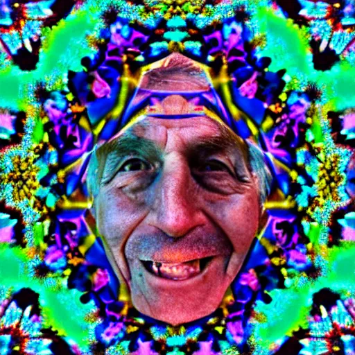 Prompt: a smiling old man seen through a kaleidoscope