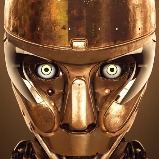 Prompt: a robot face with eyes made out of planets, shiny metal and rusty metal, mech, cyberpunk, artstation, hyperrealism, award winning digital art, photoshop contest winner, futuristic