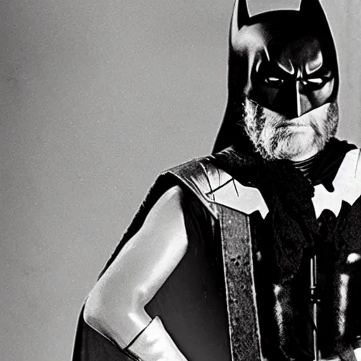 Prompt: Willy Nelson as Batman, studio photo