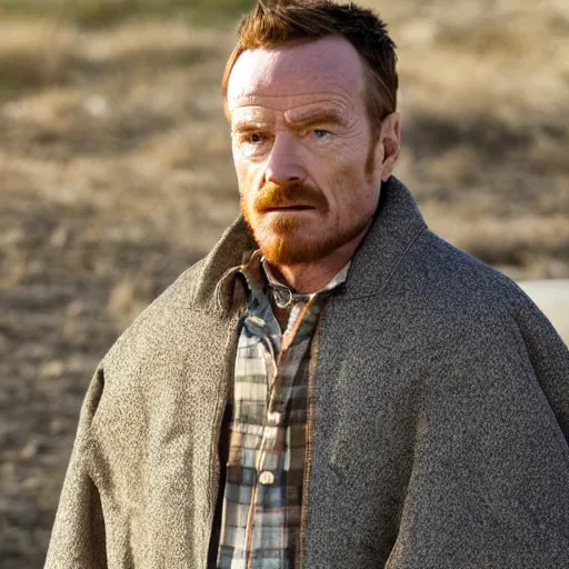 Prompt: a movie still shot of bryan cranston as jesse pinkman