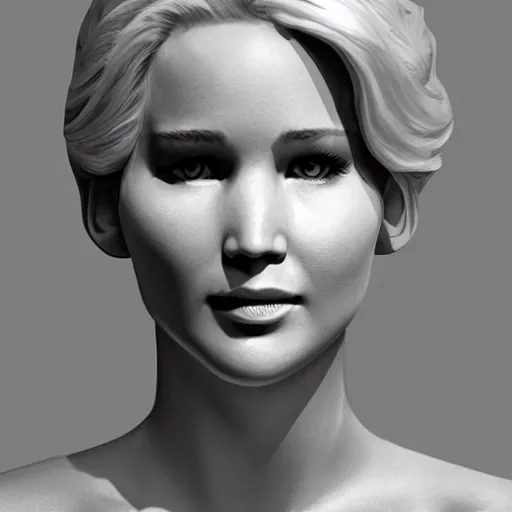 Prompt: B&W 35mm - Ice Sculpture of Jennifer Lawrence - artstation