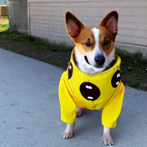 Prompt: dog wearing bannana suit