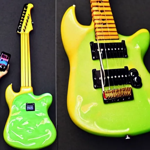 Prompt: an electric guitar entirely made out of slime