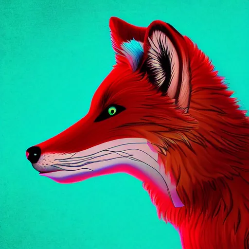 Prompt: digital reddest fox, retrowave palette, digital world, highly detailed, electric breeze, anatomically correct vulpine, synth feel, fluffy face, ear floof, flowing fur, super realism, accurate animal imagery, 4 k digital art