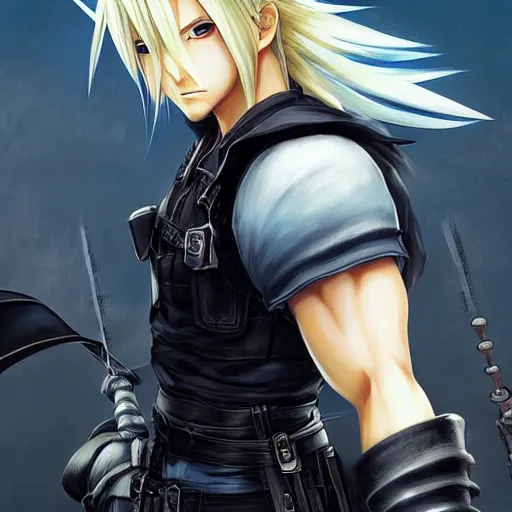 Prompt: An anime portrait of a cloud strife from ff7, by Stanley Artgerm Lau, WLOP, Rossdraws, James Jean, Andrei Riabovitchev, Marc Simonetti, and Sakimichan, tranding on artstation