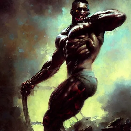 Image similar to muscular male undead cyborg, muscle, painting by gaston bussiere, craig mullins, greg rutkowski, yoji shinkawa