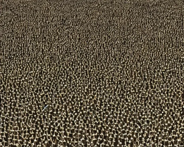 Image similar to a swarm of humans form an unreal locust formation. they fly in unison as one creature inspired by trypophobia