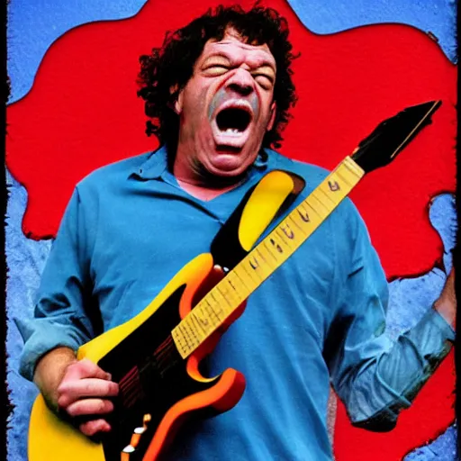 Image similar to dean ween guitar face, enormous mouth 1 meter in diameter